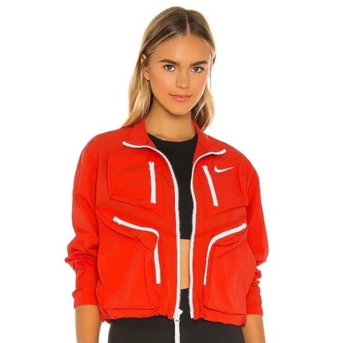 Chaqueta cortavientos Nike cremallera completa ropa deportiva ligera bolsillos roja talla grande - Imagen 7 de 10