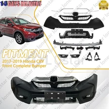Front Bumper Grille Fog Light W/Bumper Molding Complete kits Fit 17-19 Honda CRV