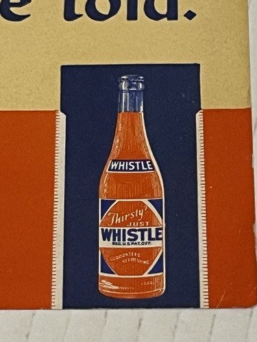 Vintage 1941 Whistle Soda Sign Framed Cardstock Ad Thirsty Just Whistle RARE - Picture 16 of 18