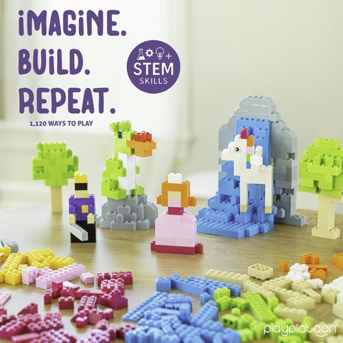 1100 Piece Building Bricks Kit Pastel Colors - Compatible with All Major Brands - Picture 3 of 8