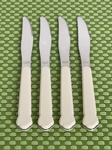 Pfaltzgraff TEA ROSE Stainless 4 Dinner Knives Taiwan Colored Handle - 9 1/8" - Picture 5 of 8