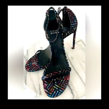Stuart Weitzman Iconic Nudist Multicolor Suede 6.5 Open Toe Formal Luxury 4  