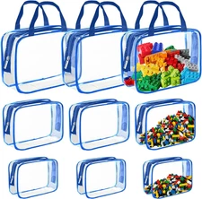 9 Packs Clear PVC Toy Storage Bags Toiletry Bags Waterproof Kids Zippered Toy Or