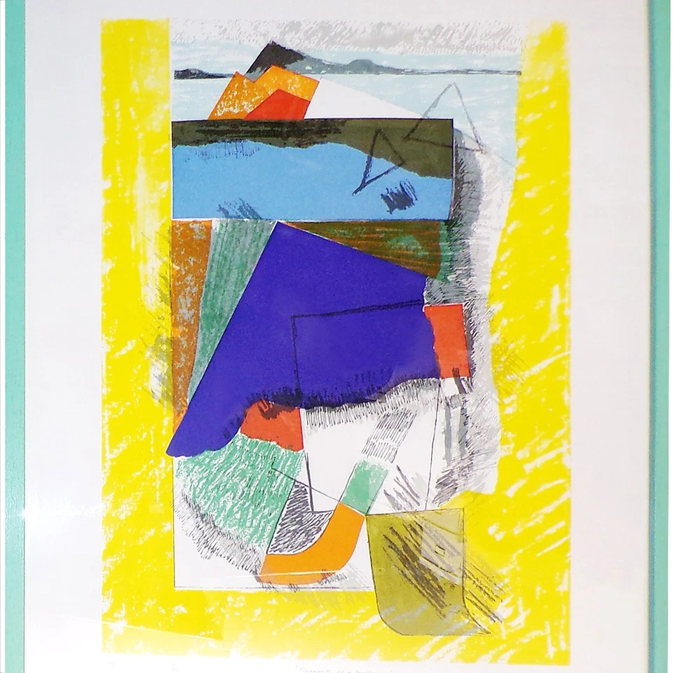 Винтажная трафаретная печать 1970-х абстрактная в рамке подписанная оригинальная ограниченный выпуск искусство - Изображение 3 из 4