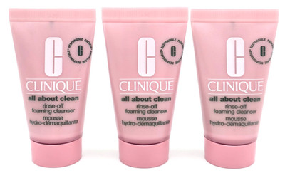 3 x Clinique All About Clean Rinse-Off Foaming Cleanser 1 oz / 30ml (TOTAL 3oz)