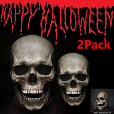 2PC Realistic Movable Halloween Full Head Skull Mask Helmet Jaw Horror Cosplay