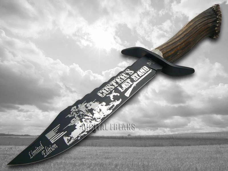 Hen & Rooster Bowie Knife Custer's Last Stand Deer Stag Blackened 5000B/CLS - Image 2 of 4