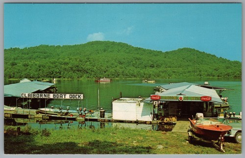New Tazewell Tennessee Claiborne Boat Dock Coca Cola Sign c1968 Postcard