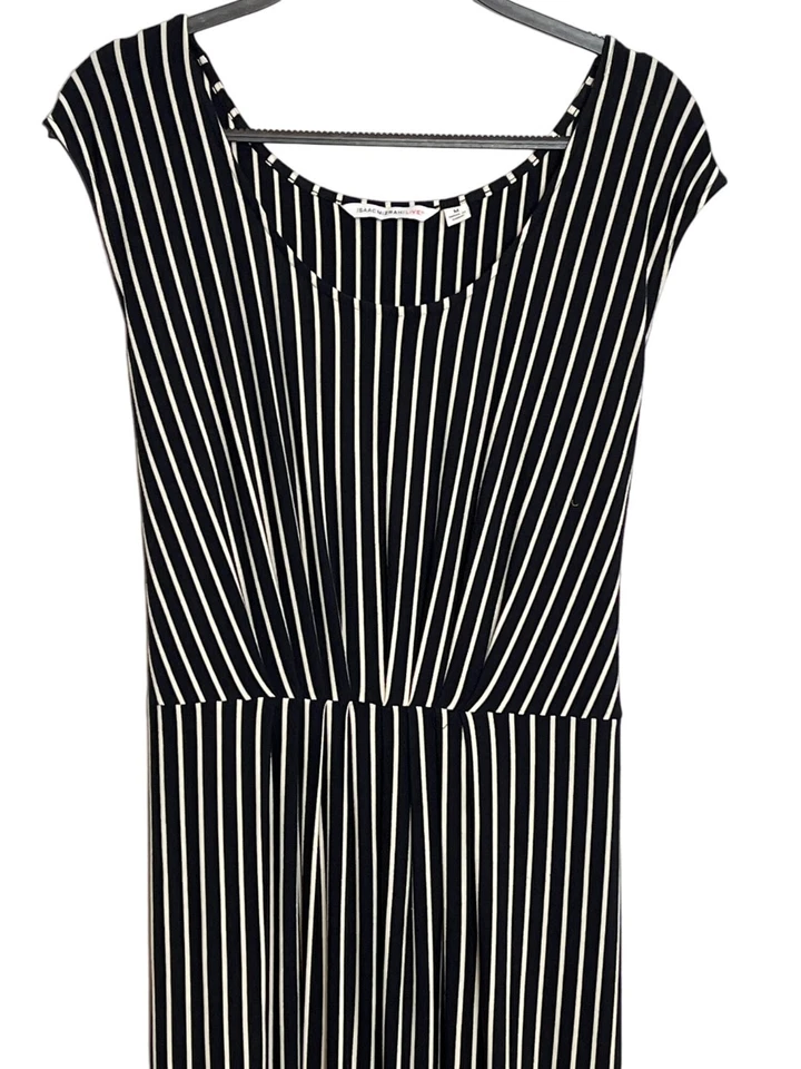 Isaac Mizrahi Dress Women’s M Black White Striped Maxi Sleeveless Casual Long — 第 3/4 张图片