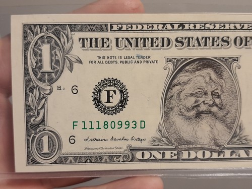 1988 Santa Claus Limited Edition real One Dollar Bill - Uncirculated - Picture 2 of 6
