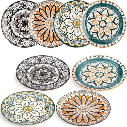 Elegantes 8-teiliges Porzellan Teller Set mit bunten Blumenmuster - vielseitig einsetzbar - Bild 4 von 9