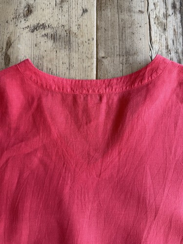 Sahara Red 100% Linen Short Sleeve V-Neck Midi Dress, Size 1 (UK 10/12), EUC - Picture 12 of 12