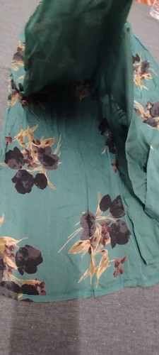 Vintage Sheer Maxi Skirt Teal Green Grunge Black Flowers Rayon Soji Deadstock M - Picture 15 of 20