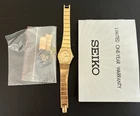 Seiko Quartz Watch Women 20mm Gold Tone Round w extra parts & original document