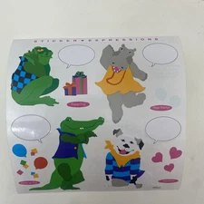 Mrs Grossman's GIANT Sticker-ANIMAL STICKER EXPRESSIONS 1-6x6” Sheet Alligator