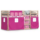 Bunk bed solid pine wood pink 90x200 cm kids twin with ladder & guardrails safe