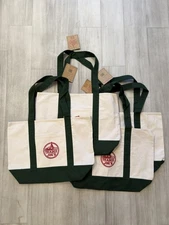 Trader Joe’s Large Canvas Tote Bag SET Of 4 Dark Hunter Green NWT