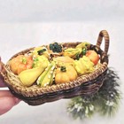 Thanksgiving Cornucopia Basket Resin Pumpkins Gourds Squash Fall Mini Decor