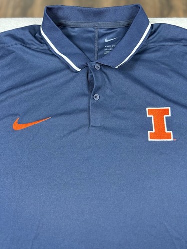 Nike NCAA Illinois Fighting Illini Golf Polo Shirt Mens 3XL NavyStitched Logo - Picture 6 of 16