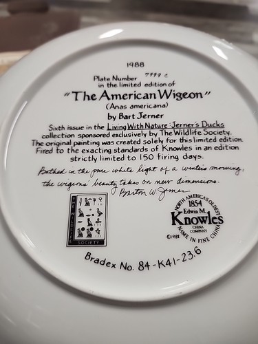 Bart Jerner's "The American Wigeon" Limited Edition Numbered Plate 6th Issue - Picture 4 of 4