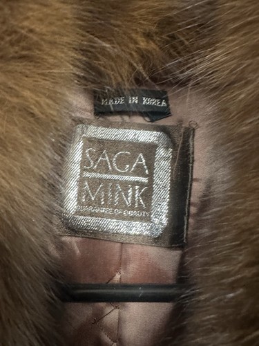 VTG SAGA Furs Caramel Brown Luxurious Genuine Mink Fur Silk Lined Coat Women M - Bild 4 von 9