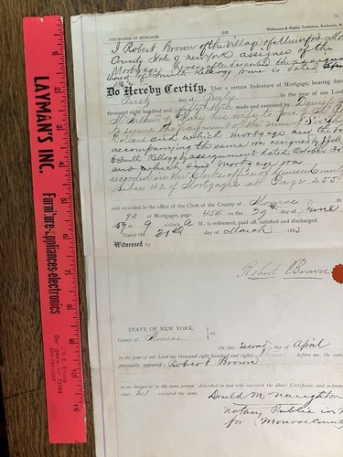 1883 - "Discharge of Mortgage" - Monroe Co. WISCONSIN - to: Robert Brown - Bild 8 von 8
