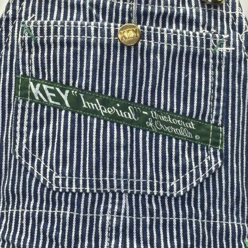 Key Imperial Aristocrat of Overalls Infant Denim Blue White Stripe Overalls - Picture 3 of 14