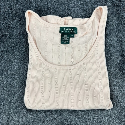 Vintage Lauren Ralph Lauren Pink Monogram Ribbed Tank Top Women’s Medium Y2K - Picture 11 of 11