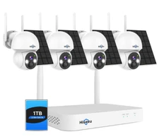 Hiseeu Wireless Solar Security Camera System 4PCS 4MP PTZ + 1TB HDD WiFi-OB
