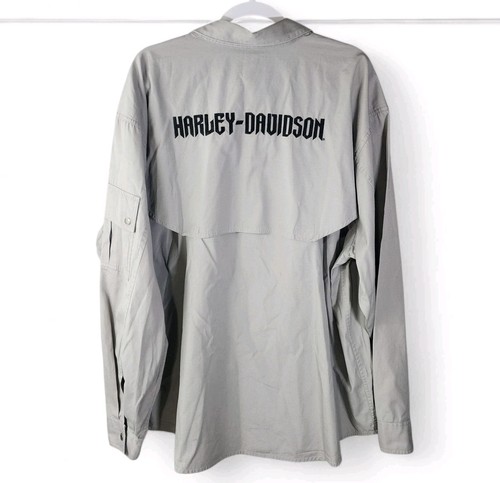 Giacca Harley Davidson cotone ventilato a scatto grigio spell out uomo taglia XXL - Foto 2 di 11