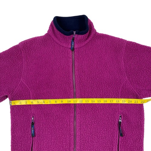 VTG 90s LL Bean Purple Full Zip Deep Pile Fleece Jacket with Pockets Size M - Picture 14 of 19