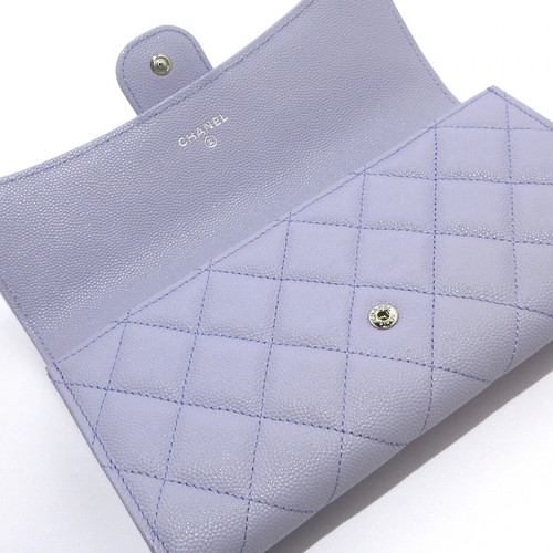 Auth CHANEL Matelasse - Light Purple Calfskin Long Wallet - Picture 3 of 13