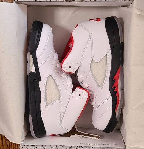 Nike Air Jordan 5 Retro TD 'Fire Red' 440890-102 Little Kids Size 10C Toddler - Picture 3 of 5