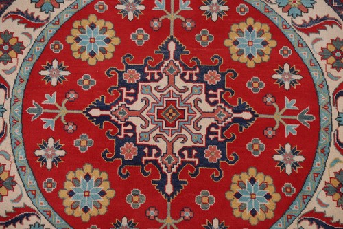 Artisan Kazak Pakistani Round Rug Hand-Knotted Craftsmanship 5x5 ft. - Picture 4 of 18