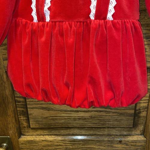 Vintage Evy Kids Girls Red  Velvet Velour Dress Size 5 Lace Trim - Bild 4 von 12