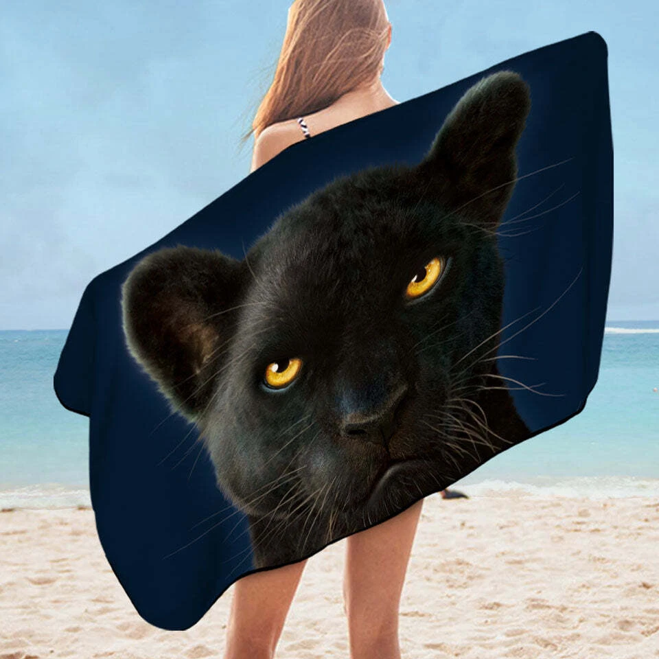 Wild Animal Art Portrait Black Panther Microfiber Beach Towel eBay