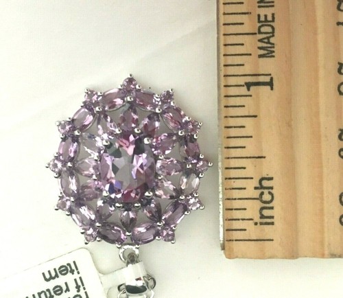 gems tv amethyst pendant necklace 925 silver sterling 18" chain brand new - Picture 11 of 12
