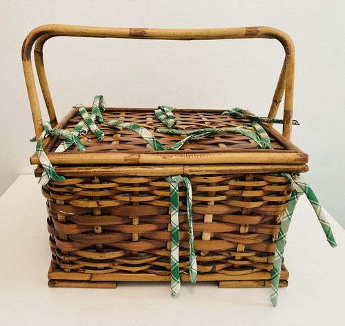 Sewing Knitting Wicker Basket Box Needles Embroidery Rings Hoops 14 x 11 x 8 - Picture 5 of 12