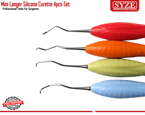 Curetas dentales largas micro escalador de hoz herramientas de mango de silicona periodontal - Imagen 4 de 4