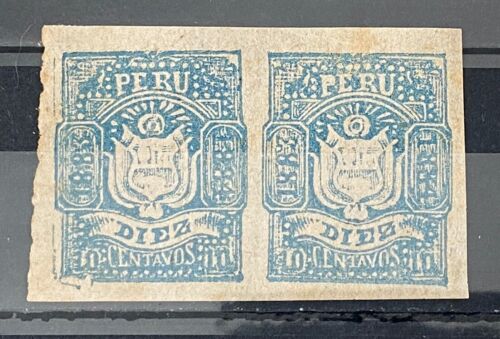 Peru 1883 Emergency Issue For Arequipa 10c Pair MLH PD63