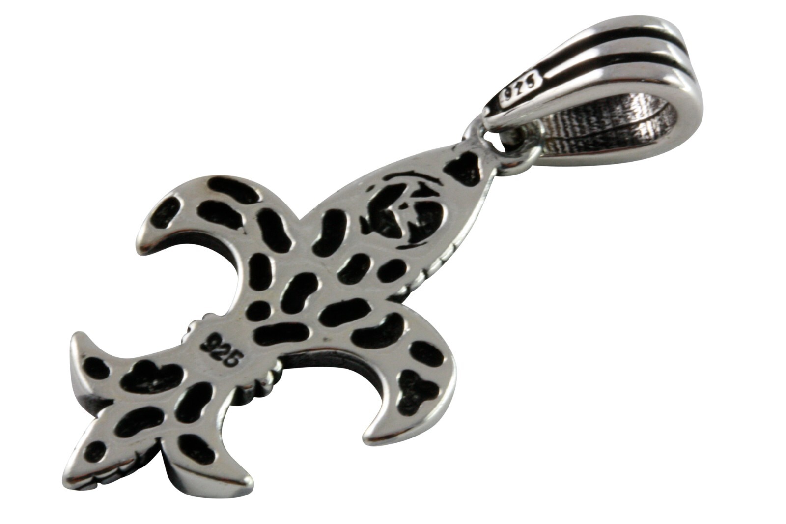 Royal Lily Crown Cross Templar Lilies Pendant 925 Genuine Silver /064