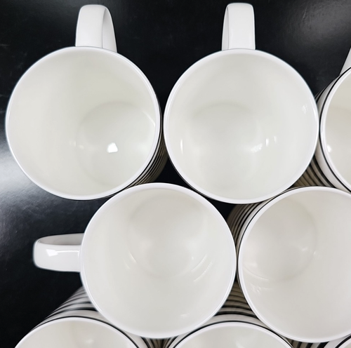 (8) Mikasa Cheers Square Mugs Set Dining Redesigned Black Swirls Coffee Cups Lot - 第 11/24 張圖片