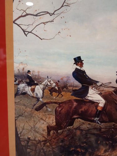 Vintage Framed Fox Hunt By George Wright Horses Wall Hanging Hunting Art - Picture 14 of 17