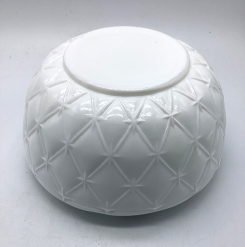 Vintage Indiana Milk Glass Rose Bowl Duette Diamond Quilted Crimped, 3”x5.75” - Picture 5 of 6