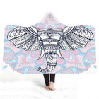 Ethnic Elephant Mandala Hooded Blanket Sofa Throw for Adult and Kid Holiday Gift