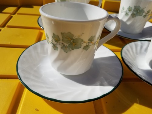 Lot of 4 Sets Corelle Corning Callaway Ivy Saucers and Cups - Picture 2 of 6