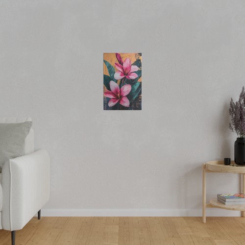 Arte de pared en lienzo rosa con flores tropicales - Decoración floral vibrante, marco ecológico - Imagen 24 de 40