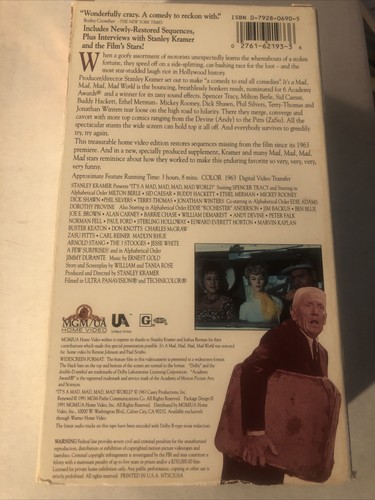 Its a Mad, Mad, Mad, Mad World (VHS, 1991, 2-Tape Set, Restored Version... - Picture 2 of 2