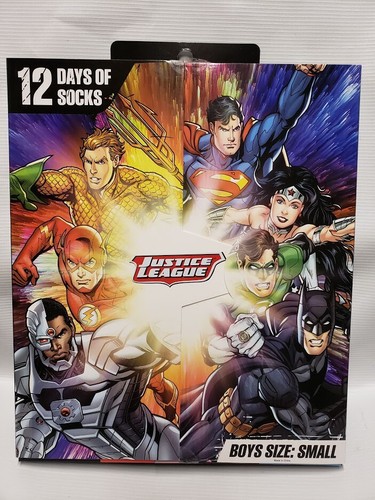 NEW Justice League 12 Days Of Socks Advent Calendar Boys Size Small - Picture 1 of 4