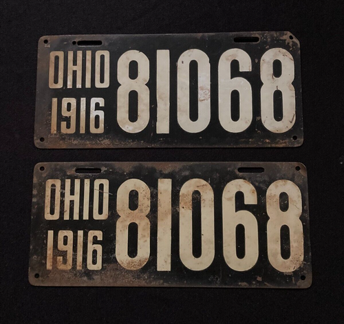 1916 Ohio License Plates Pair